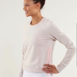 LULULEMON Rejuvenate Pullover Sweatshirt Dune Ivory Cream Pink Side Zip …